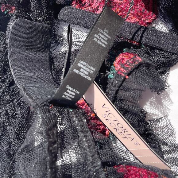 For Love And Lemons Bustier Bra Womens Small Black Mesh Embroidered Underwire - Picture 8 of 8